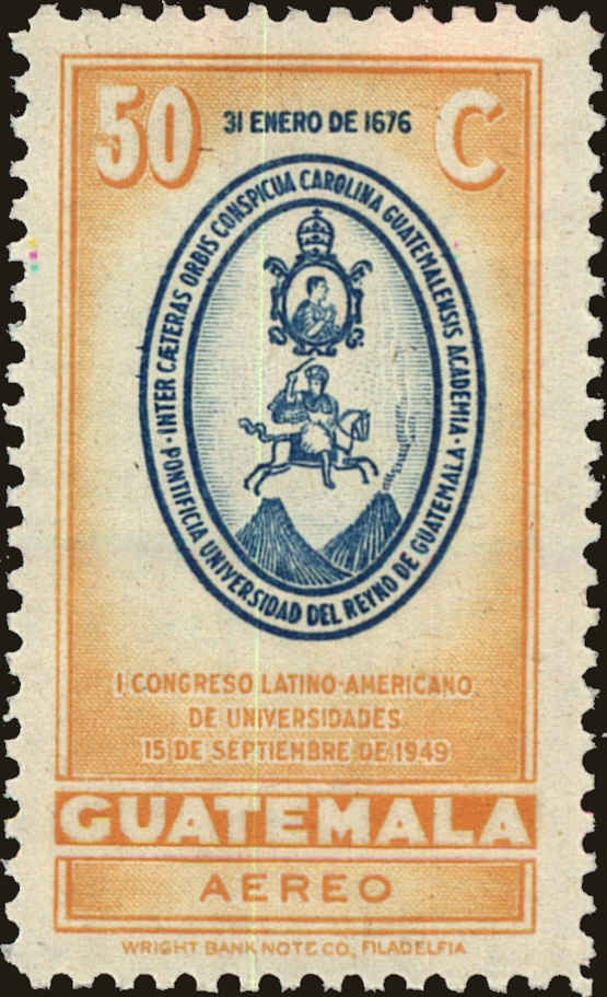 Front view of Guatemala C165 collectors stamp