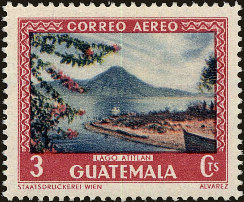 Front view of Guatemala C166 collectors stamp