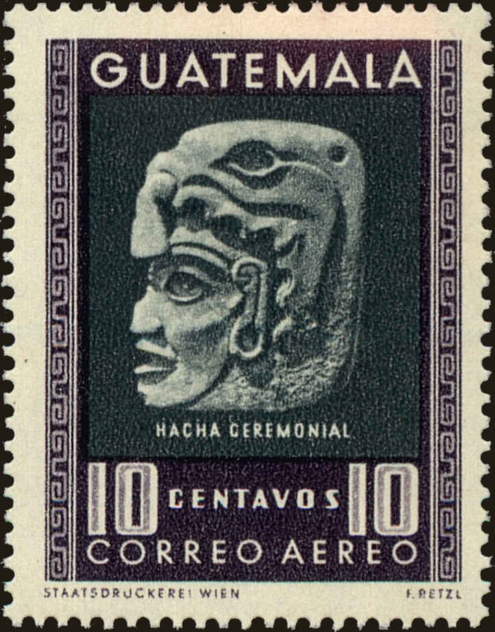 Front view of Guatemala C184 collectors stamp