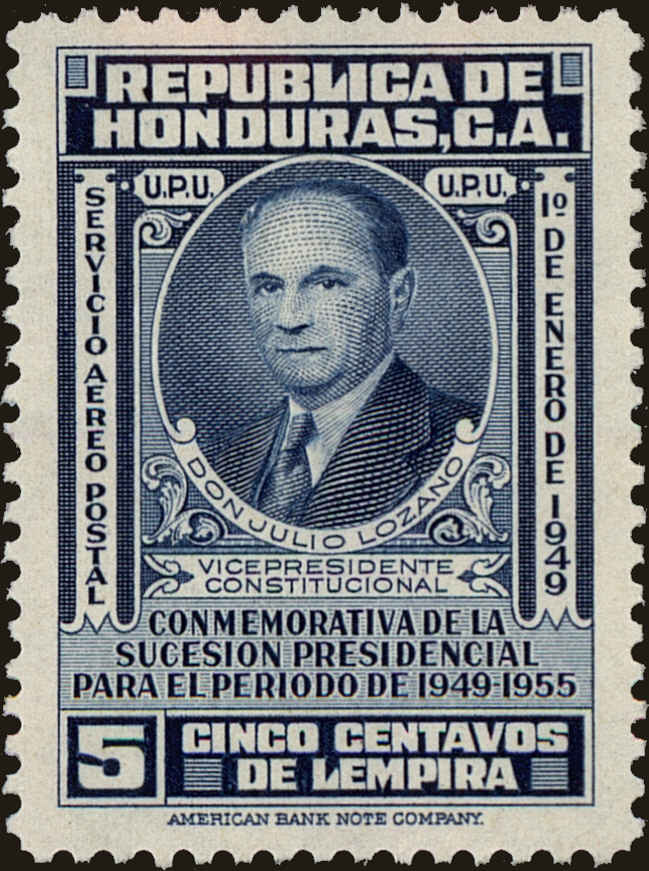 Front view of Honduras C172 collectors stamp