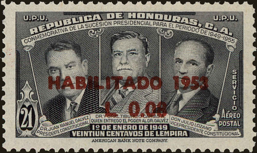 Front view of Honduras C207 collectors stamp