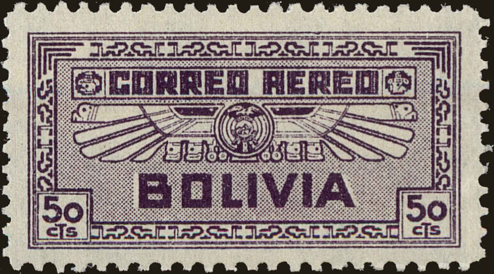 Front view of Bolivia C40 collectors stamp