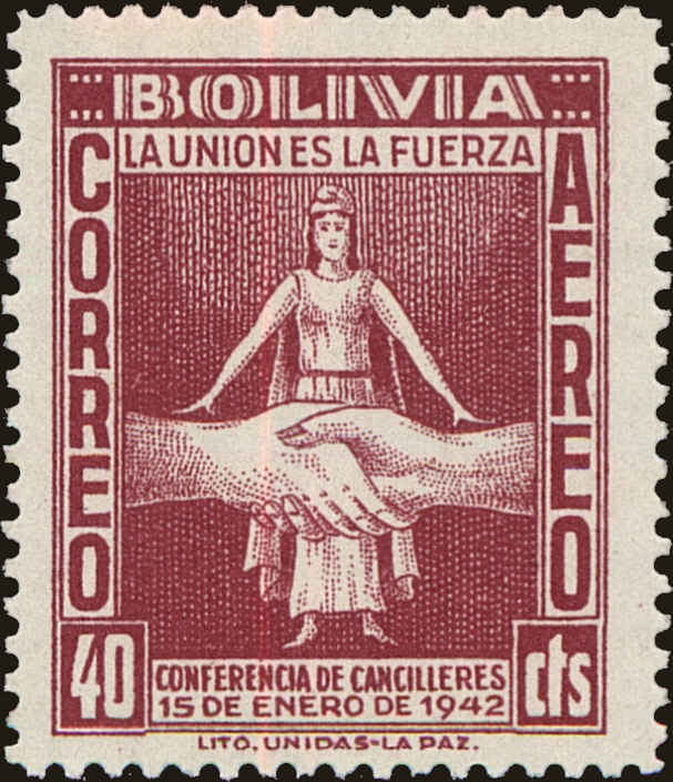 Front view of Bolivia C86 collectors stamp