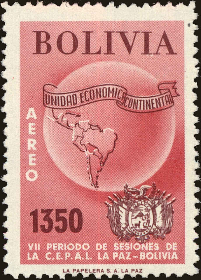 Front view of Bolivia C199 collectors stamp