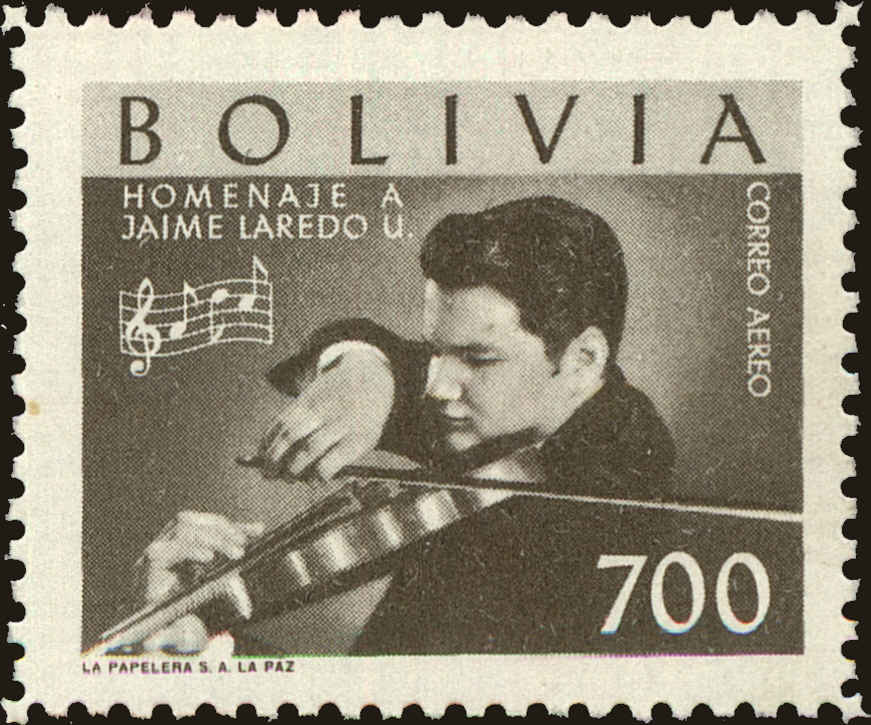 Front view of Bolivia C218 collectors stamp
