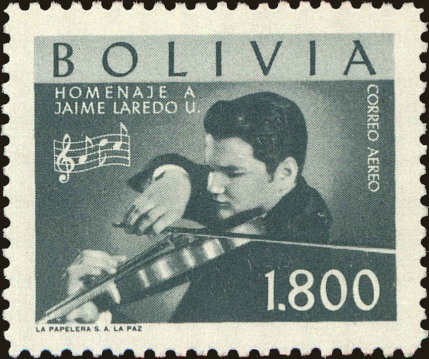 Front view of Bolivia C221 collectors stamp