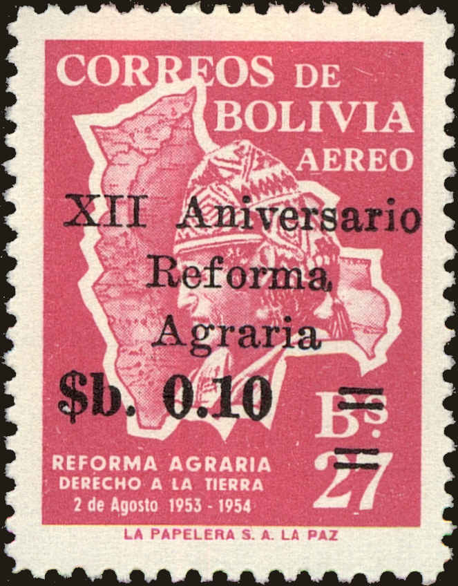 Front view of Bolivia C261 collectors stamp