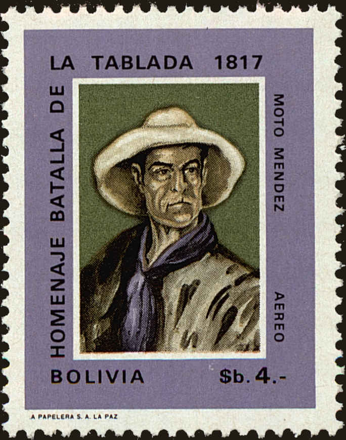 Front view of Bolivia C281 collectors stamp