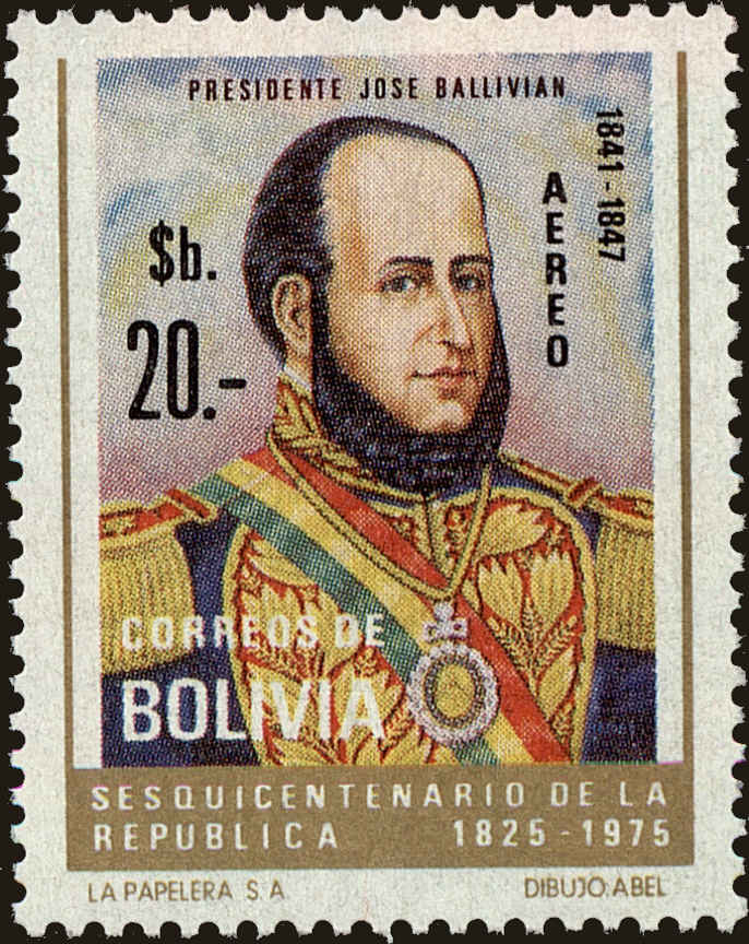 Front view of Bolivia C351 collectors stamp