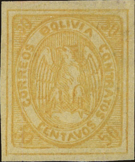 Front view of Bolivia 5 collectors stamp