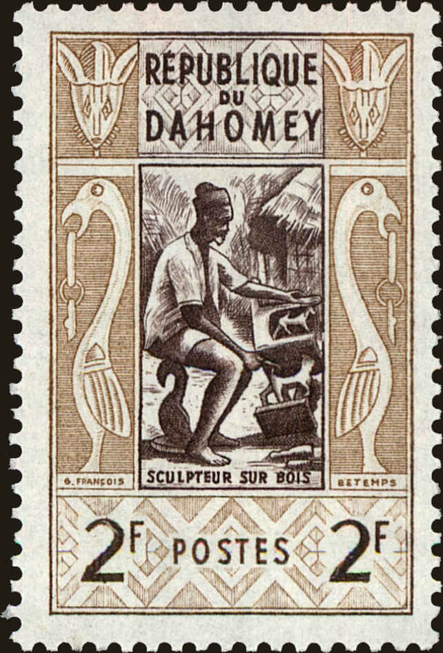 Front view of Dahomey 142 collectors stamp
