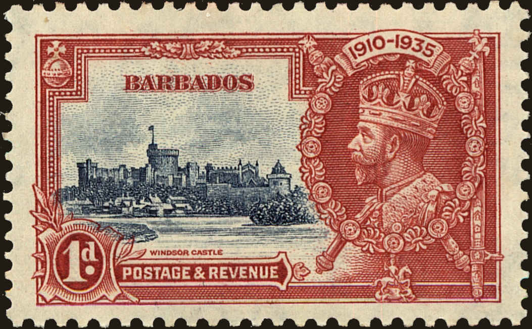 Front view of Barbados 186 collectors stamp