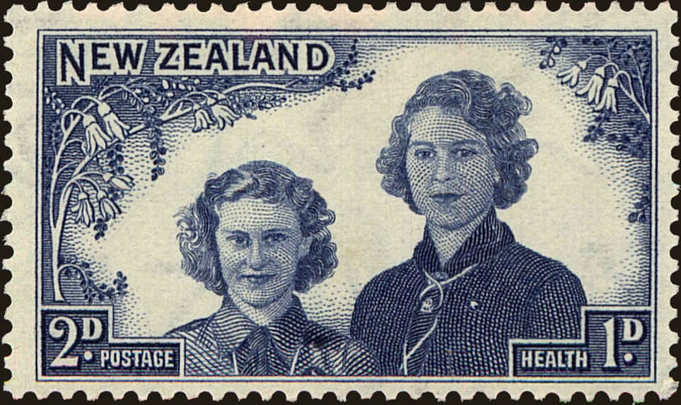 Front view of New Zealand B25 collectors stamp