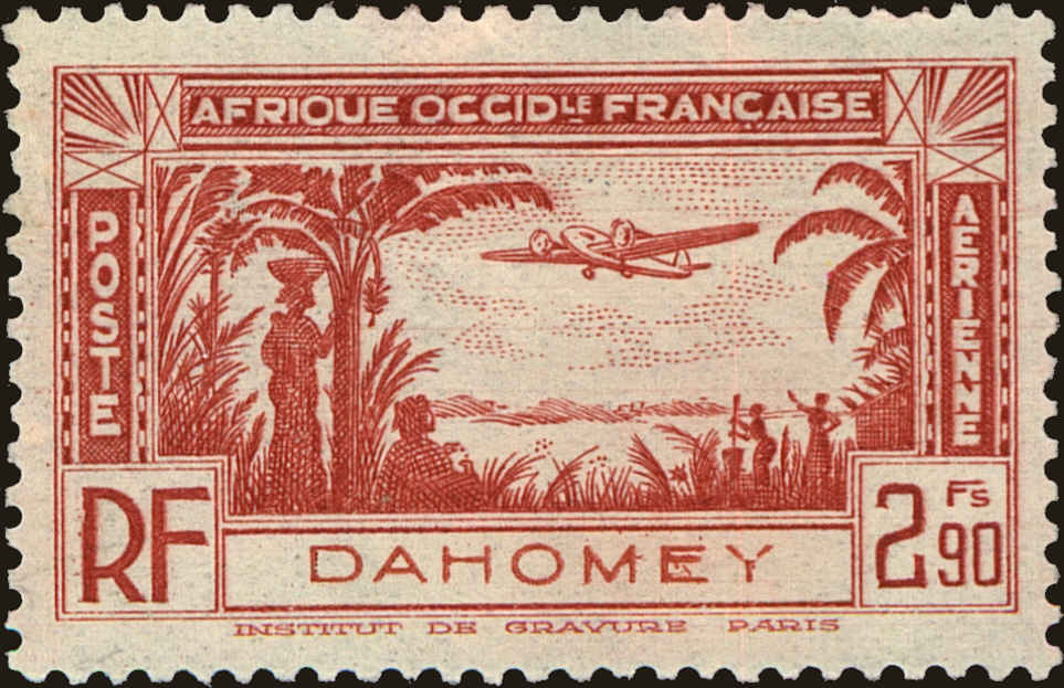 Front view of Dahomey C2 collectors stamp