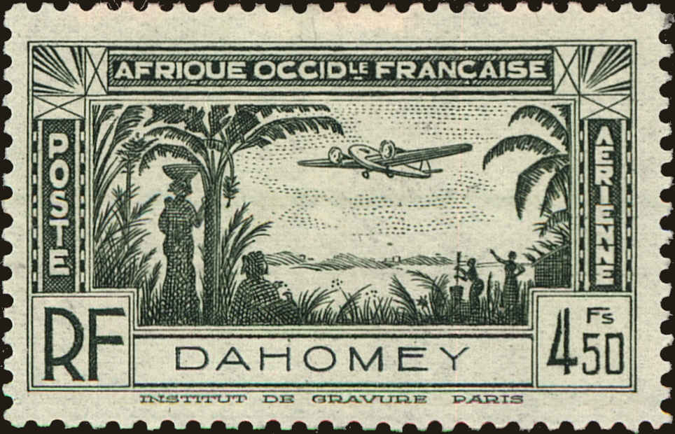 Front view of Dahomey C3 collectors stamp