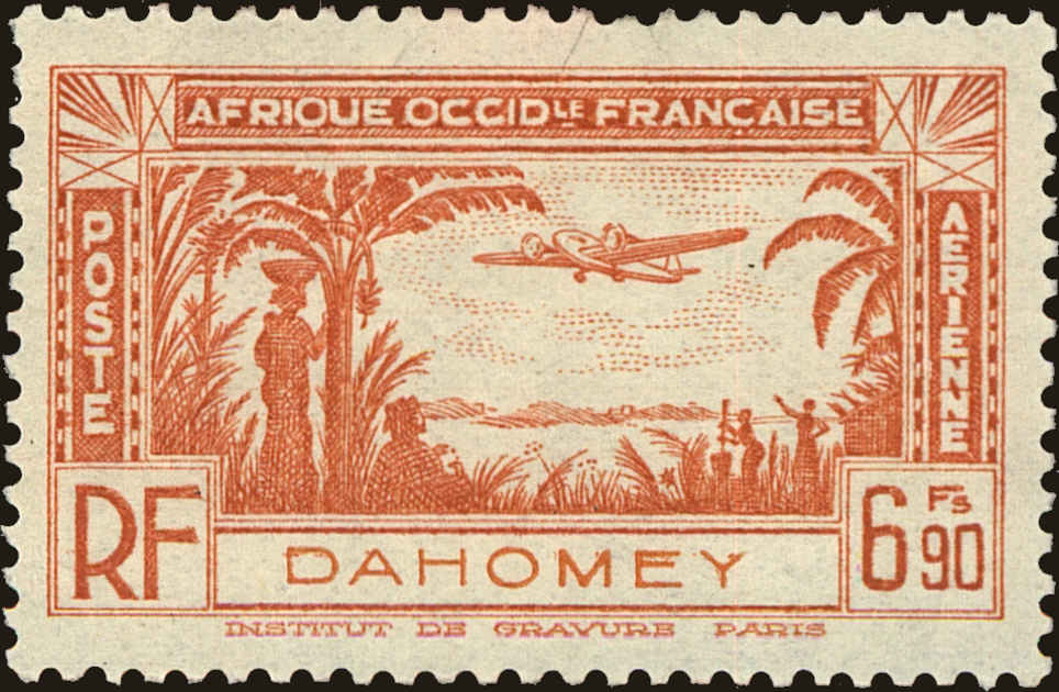 Front view of Dahomey C5 collectors stamp
