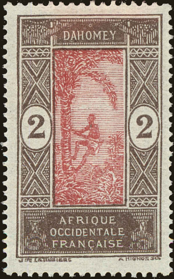 Front view of Dahomey 43 collectors stamp