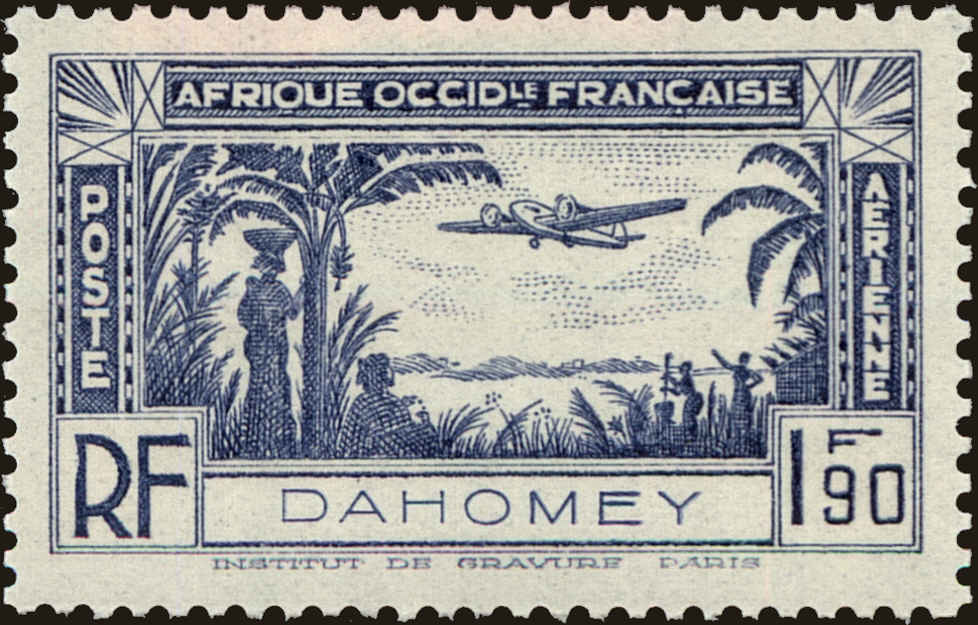 Front view of Dahomey C1 collectors stamp
