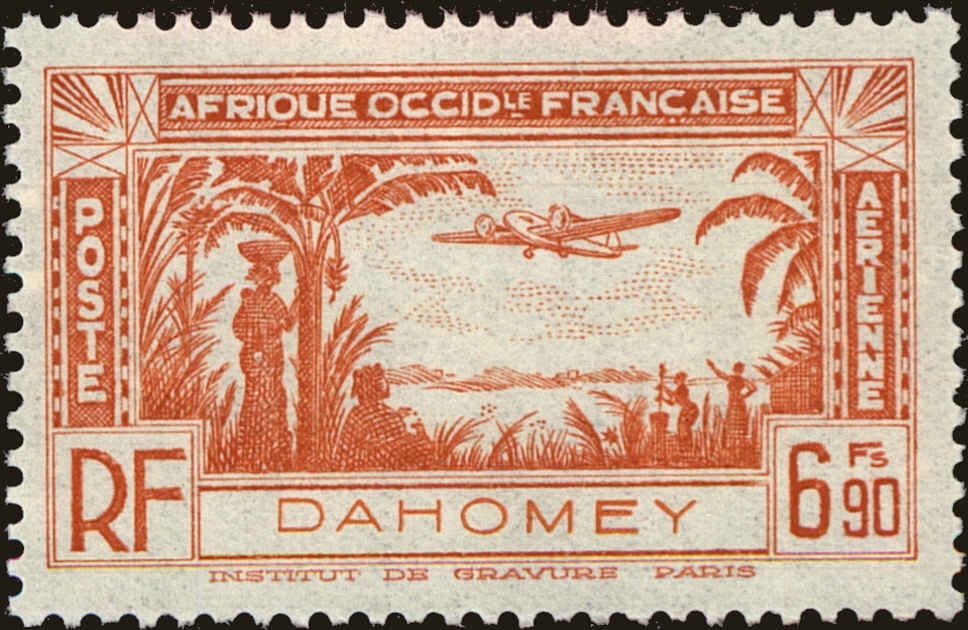 Front view of Dahomey C5 collectors stamp