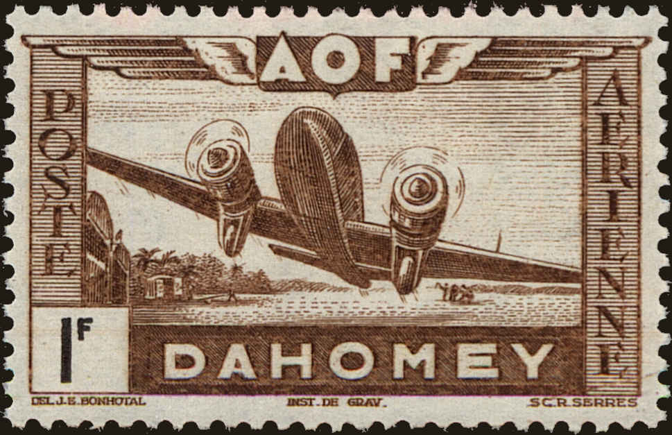 Front view of Dahomey C7 collectors stamp