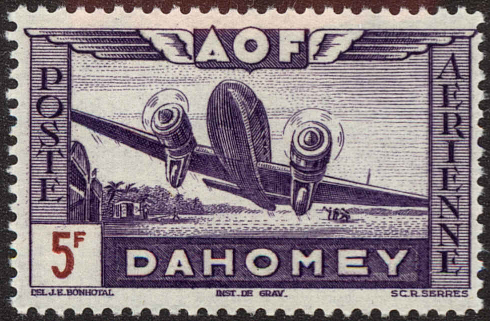 Front view of Dahomey C10 collectors stamp