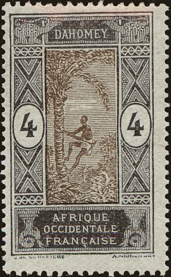 Front view of Dahomey 44 collectors stamp