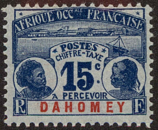 Front view of Dahomey J3 collectors stamp
