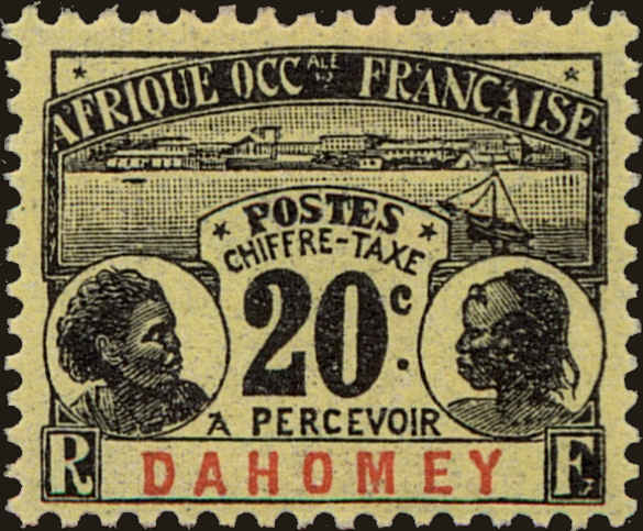Front view of Dahomey J4 collectors stamp