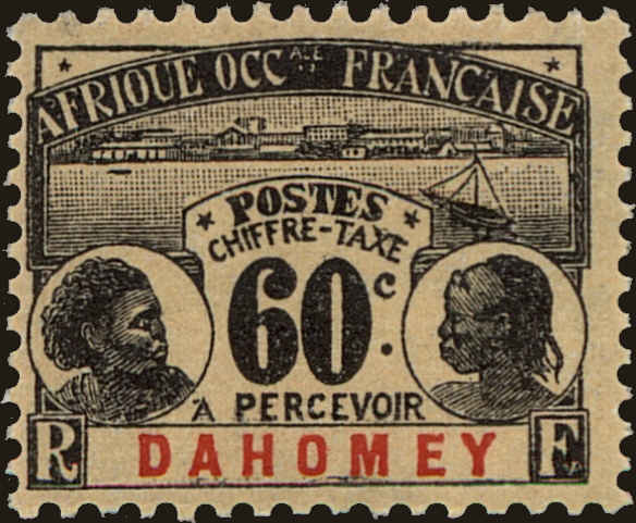 Front view of Dahomey J7 collectors stamp
