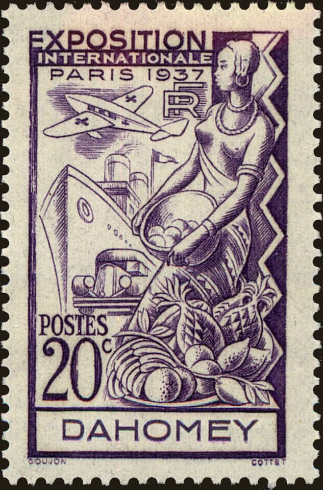 Front view of Dahomey 101 collectors stamp