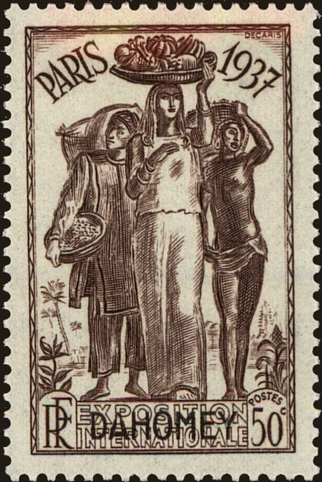 Front view of Dahomey 104 collectors stamp