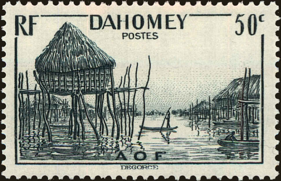 Front view of Dahomey 121 collectors stamp