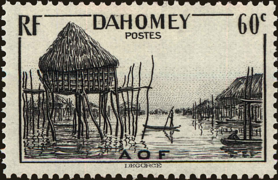 Front view of Dahomey 122 collectors stamp
