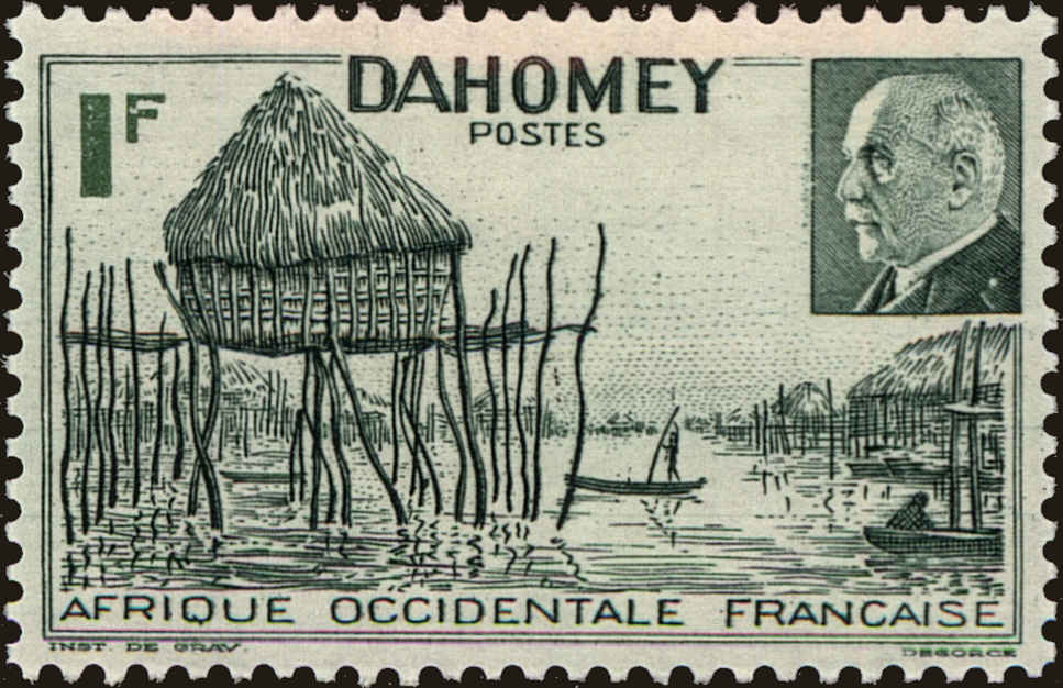 Front view of Dahomey 135 collectors stamp