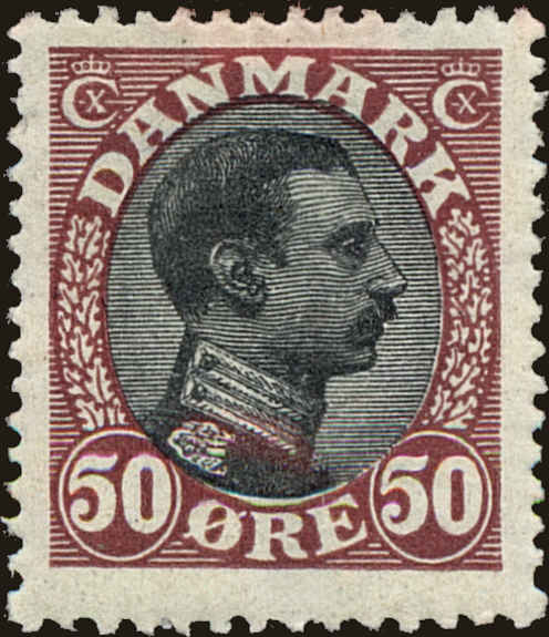 Front view of Denmark 121 collectors stamp