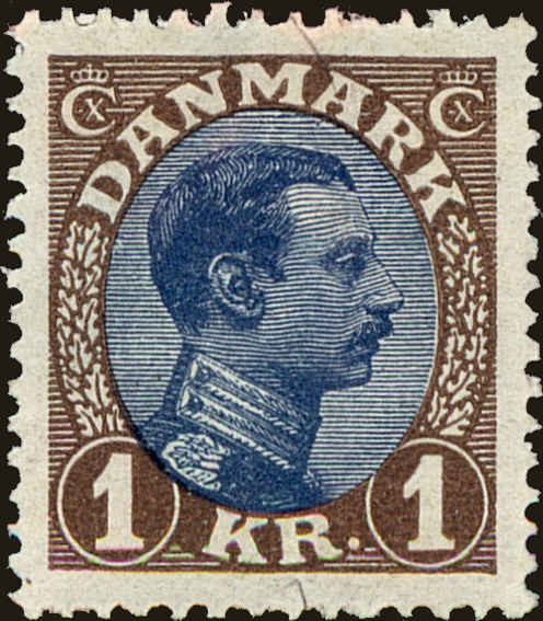 Front view of Denmark 128 collectors stamp