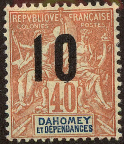 Front view of Dahomey 38 collectors stamp