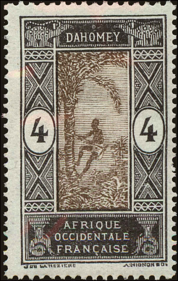 Front view of Dahomey 44 collectors stamp