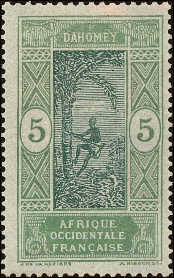 Front view of Dahomey 45 collectors stamp