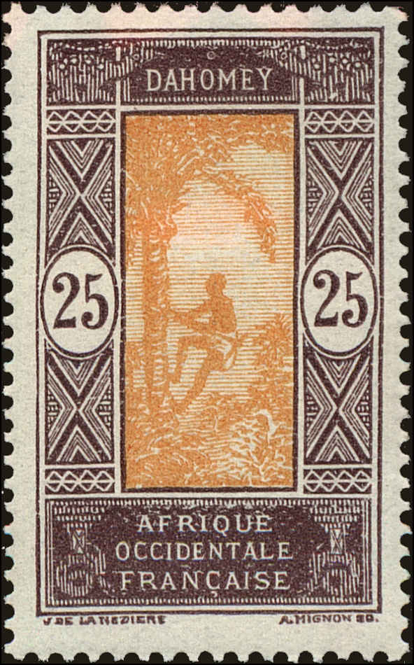 Front view of Dahomey 55 collectors stamp