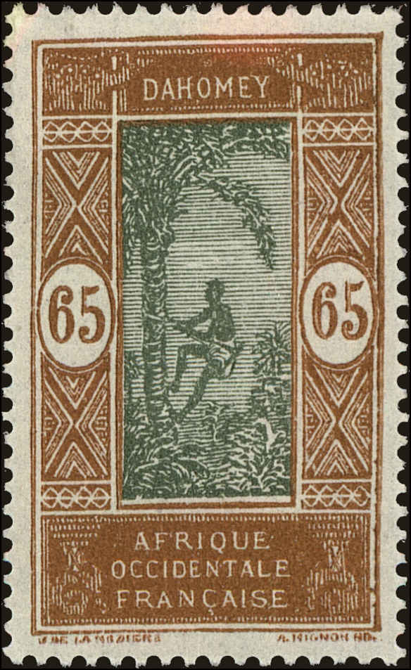 Front view of Dahomey 69 collectors stamp
