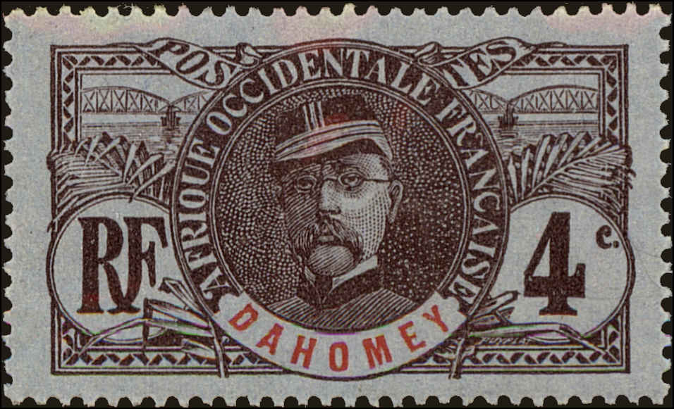 Front view of Dahomey 19 collectors stamp