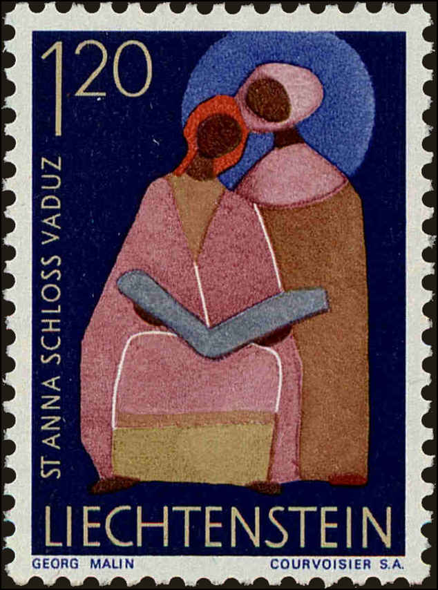 Front view of Liechtenstein 439 collectors stamp