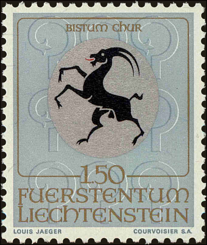 Front view of Liechtenstein 464 collectors stamp