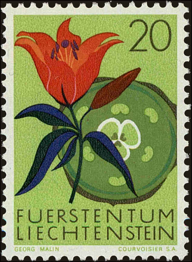 Front view of Liechtenstein 466 collectors stamp