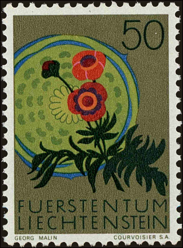 Front view of Liechtenstein 468 collectors stamp