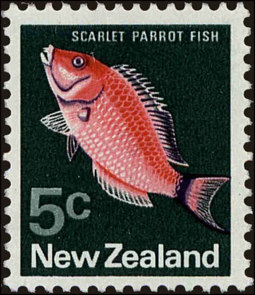 Front view of New Zealand 444 collectors stamp