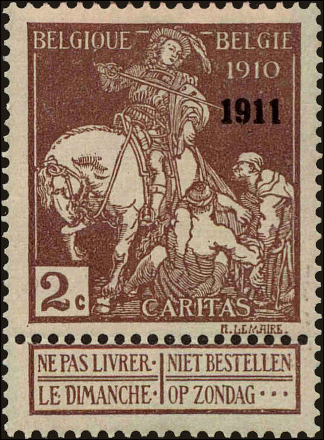 Front view of Belgium B14 collectors stamp