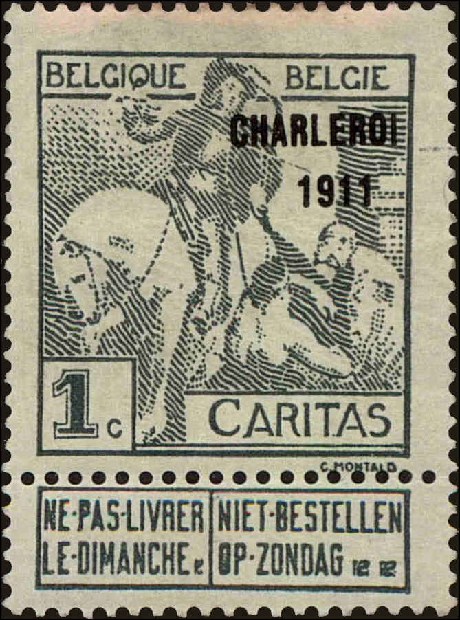 Front view of Belgium B17 collectors stamp