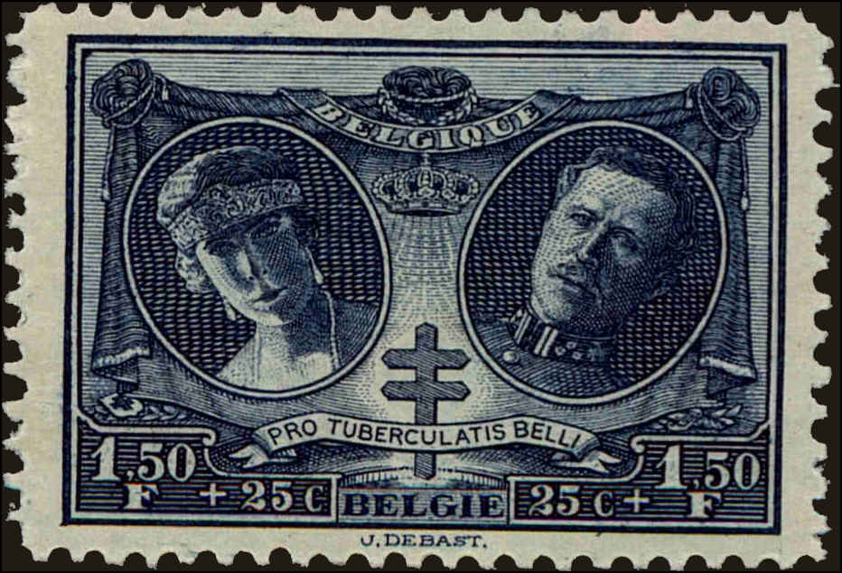 Front view of Belgium B62 collectors stamp